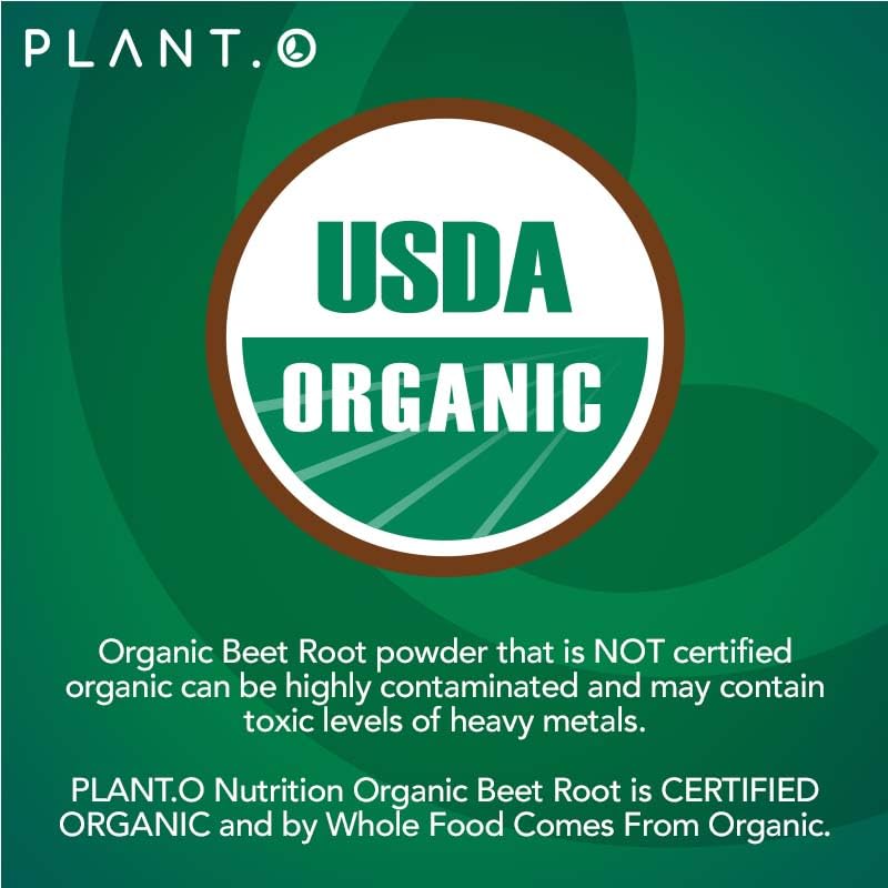 USDA Plant.O Premium Organic Beet Root Tablets [1350mg Beets Powder] with Black Pepper