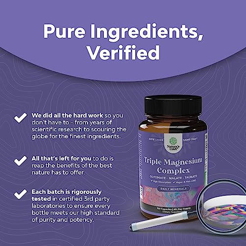Triple Magnesium Complex Supplement 400mg Elemental - High Absorption Magnesium