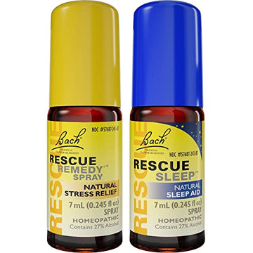Day & Night Bundle, Bach RESCUE REMEDY Spray, Natural Stress Relief [and] RESCUE SLEEP Spray