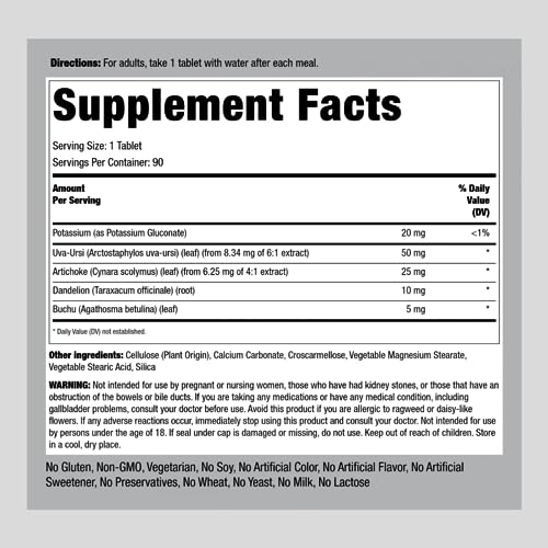 Water Pill | 90 Tablets | Super Strength | with Potassium | Non-GMO, Gluten Free Supplement Piping Rock