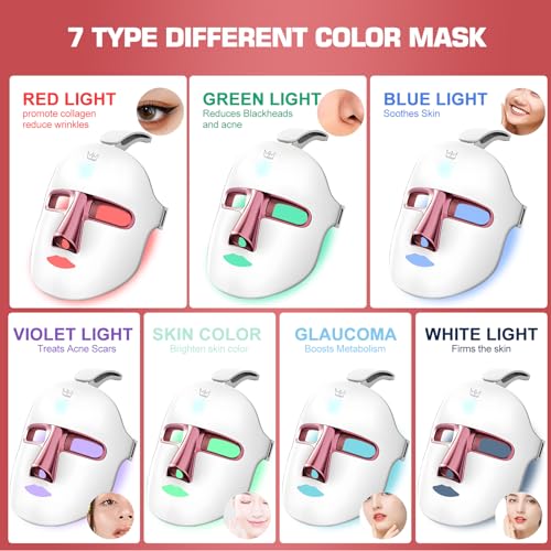 Red Light Therapy M-Ask Red Light Facial M-Ask Red Light Therapy for Face 7-1 Colors Light for Face Home Use LORICK