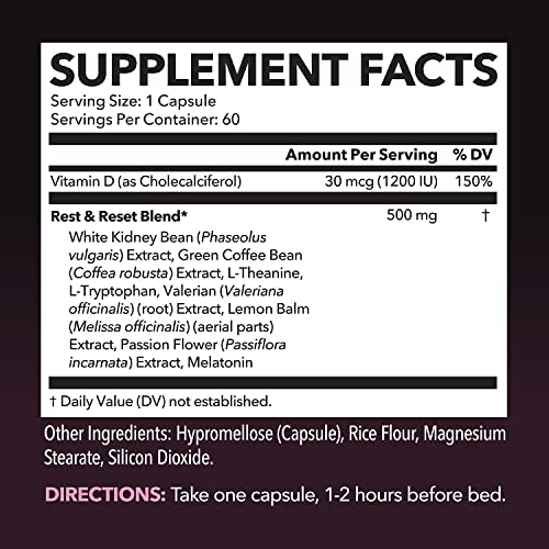 HAVASU NUTRITION Night Time Fat Burner Weight Loss Pills for Women | Appetite Suppressant for Weight Loss (+ Vitamin D, 60 Count)