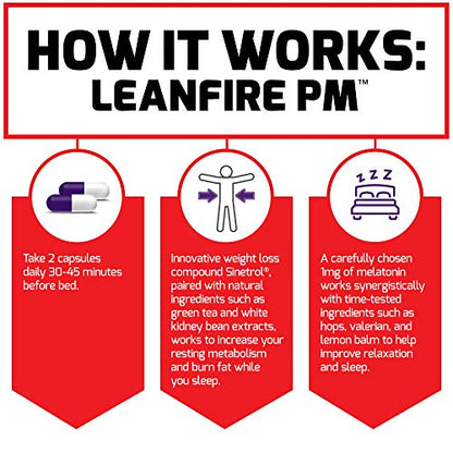 Force Factor LeanFire PM Weight Loss Pills for Women & Men, Fat Burner & Overnight