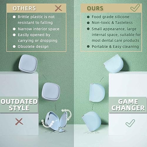 Silicone Retainer Case Soft Upgraded Cute Aligner Case Slim Partial Denture Case Container UZKEW