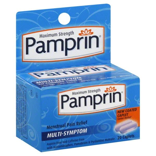 Pamprin, Menstrual Pain Relief Multi-Symptom Caplets, Maximum Strength, 20 Count Pamprin