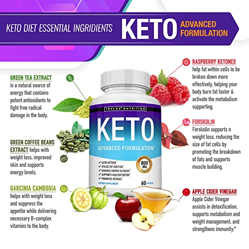 Toplux Keto Pills Ketosis Diet - Natural Ketosis Using Ketone & Ketogenic Diet, Support Toplux