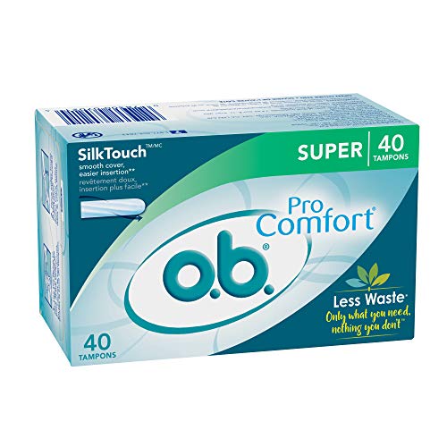 o.b. Pro-Comfort Non-Applicator Tampons, Super Absorbancy, 40 Count (Pack of 1) o.b.
