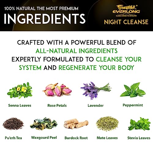 EVERLONG Detox Tea 28 Day Morning Boost Tea and Night Cleanse Tea, Burn Fat and Boost
