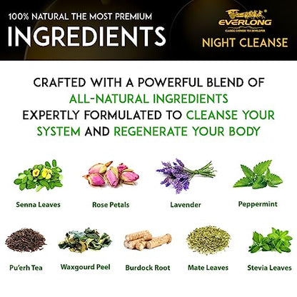 EVERLONG Detox Tea 28 Day Morning Boost Tea and Night Cleanse Tea, Burn Fat and Boost