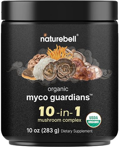 NatureBell Organic Myco Guardians 10 in 1 Mushroom Powder, 10oz | Fresh Superfood 