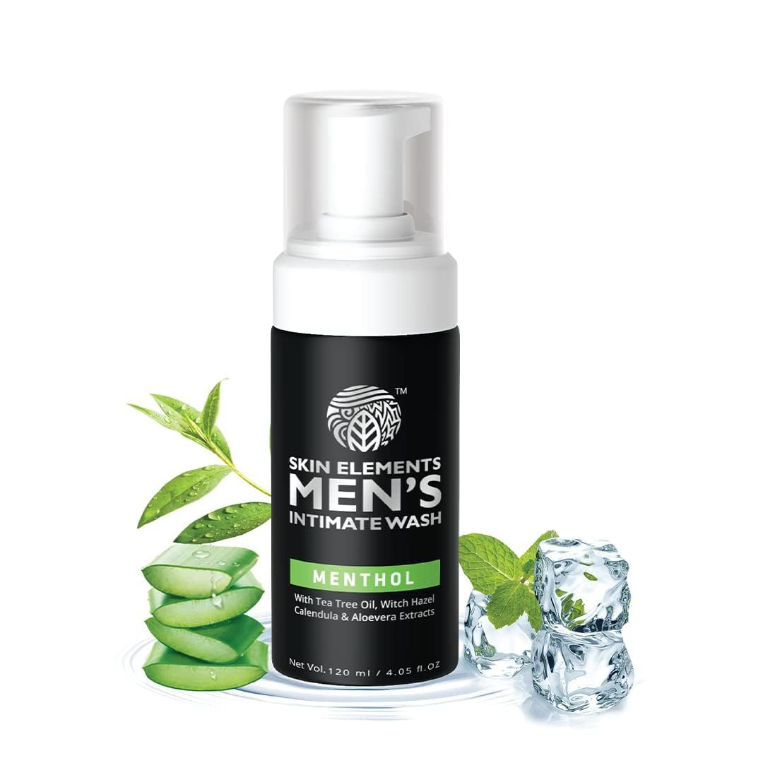 Skin Elements Intimate Wash for Men with Menthol (4.05 fl. oz.) | pH Balanced Foaming Private