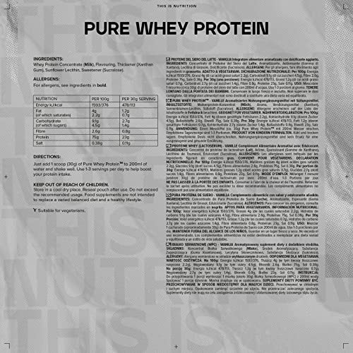 Bulk Pure Whey Protein Powder Shake, Vanilla, 1 kg, Packaging May Vary Bulk