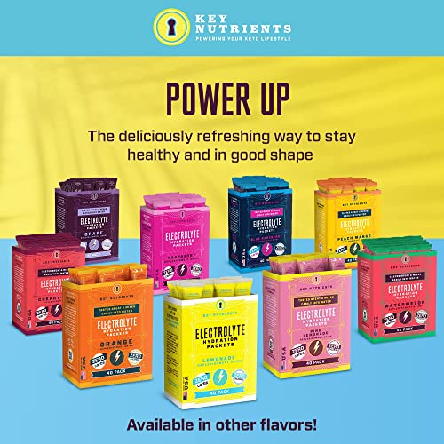 KEY NUTRIENTS Multivitamin Electrolytes Powder Packets - Refreshing Lemonade 40 Pack Hydration Packets - Travel Hydration Powder - No Sugar, No Calories, Gluten Free - Made in USA