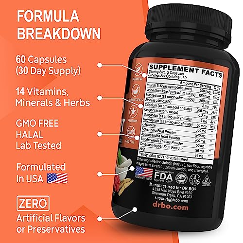 Thyroid Support for Women & Men Supplement - Natural Metabolism, Mood & Energy Enhancer DR. BO