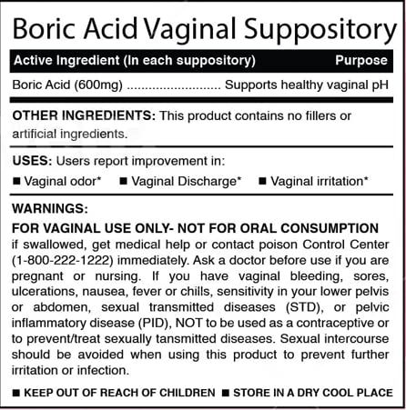 N'More Boric Acid Vaginal Suppositories- 100% Pure - Made in USA- Boricfem Vaginal Health Supplement N'More