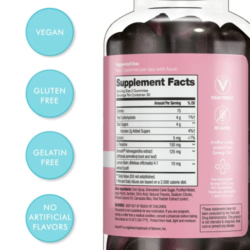 Flat Tummy Tea Ashwagandha Gummies (60 Count) feat. Lemon Balm - Destress,Calm