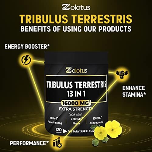 13in1 Tribulus Terrestris Capsules - 16000mg Per Serving with Maca, Horny Goat Weed