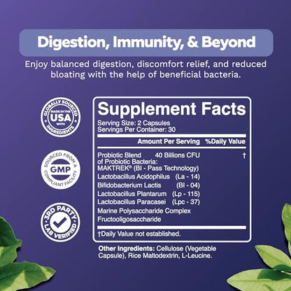 Colon Health Probiotic and Prebiotic Capsules - Gut Health Prebiotics and Probiotics