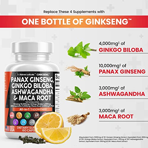 Panax Ginseng 10000mg Ginkgo Biloba 4000mg Ashwagandha Maca Root