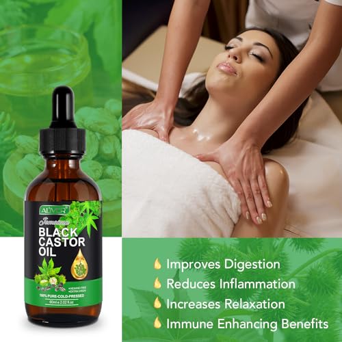 ALIVER Jamaican Black Castor Oil (2 Pack), Jamaican Castor Oil Organic Cold Pressed Unrefined ALIVER