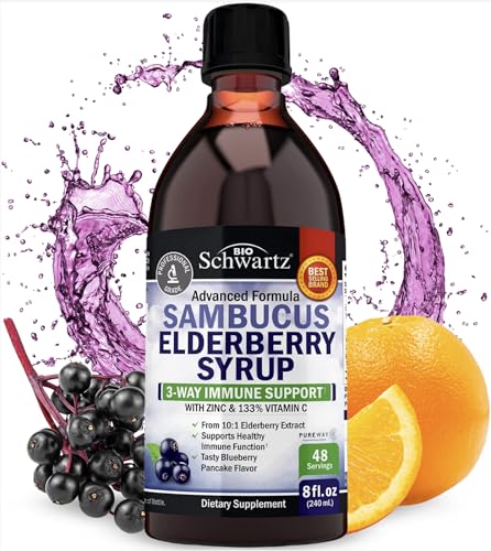 Elderberry Syrup for Kids and Adults - Natural Immune Support with Zinc and Vitamin C 