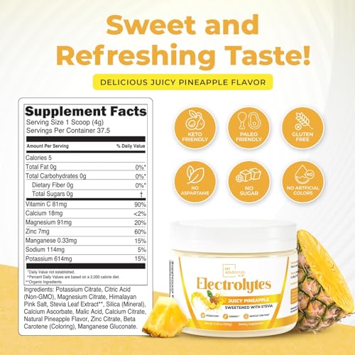 Keto Electrolytes Powder No Sugar -  Made In The USA Electrolyte Mix