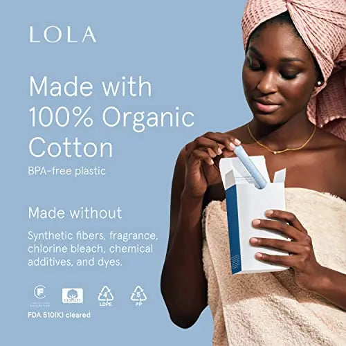 LOLA Organic Cotton Tampons, 60 Count - Super Plus Tampons, Period Feminine Hygiene Products LOLA