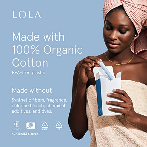 LOLA Organic Cotton Tampons, 60 Count - Super Plus Tampons, Period Feminine Hygiene Products LOLA