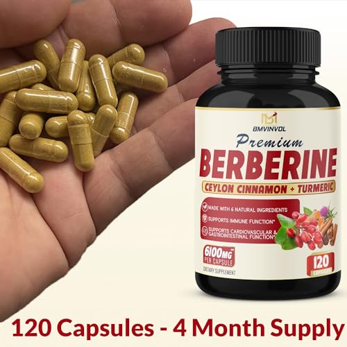 BMVINVOL Premium Berberine HCl 6-in1 Equivalent 6100mg - 120 Capsules - Plus Ceylon BMVINVOL