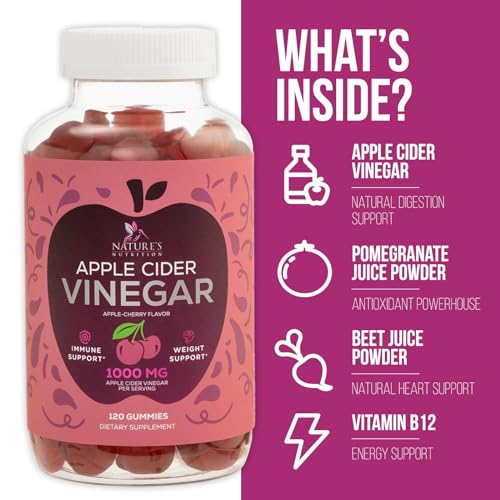 Vegan Apple Cider Vinegar Gummies | Max Strength 1000mg | Gelatin-Free, Vegan, Non-GMO