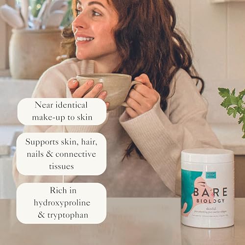 Bare Biology Collagen Powder, 300g/60 Servings - Skinful Pure Marine Collagen Supplement for Skin Bare Biology