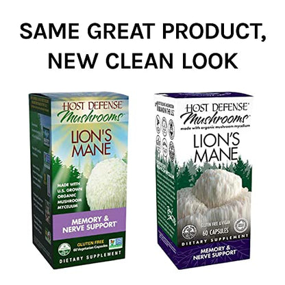 Host Defense, Lion's Mane Capsules, Promotes Mental Clarity, Focus and Memory