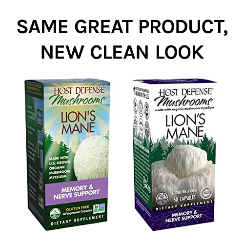 Host Defense, Lion's Mane Capsules, Promotes Mental Clarity, Focus and Memory Host Defense