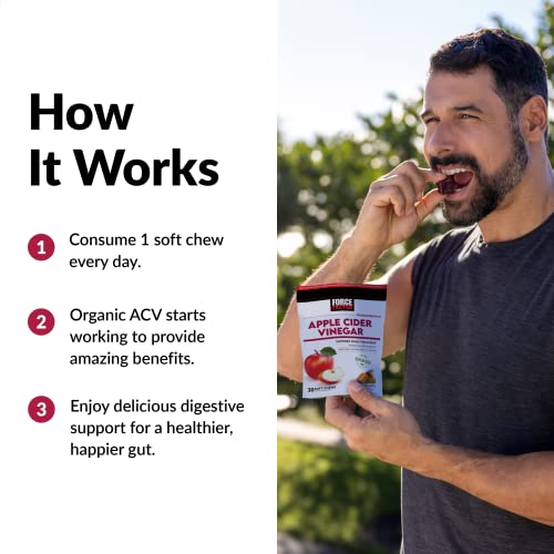 Force Factor Organic Apple Cider Vinegar Soft Chews for Digestion and Metabolism Support