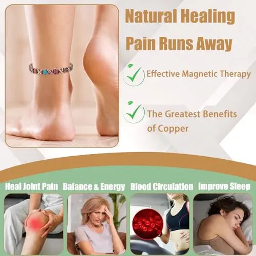 MagVIVACE Copper Anklet for Women for Arthritis and Joint, Magnetic Therapy Ankle Bracelet, Jewelry Gift MagVIVACE