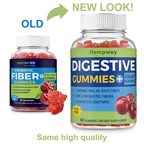 HEMPWAY Fiber Gummies for Digestive Colon Cleanse - Health & Daily Weight Support HEMPWAY