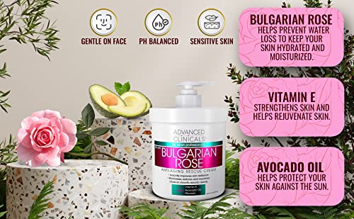 Advanced Clinicals Bulgarian Rose Anti Aging Vitamin E Moisturizer Body Lotion & Face Advanced Clinicals