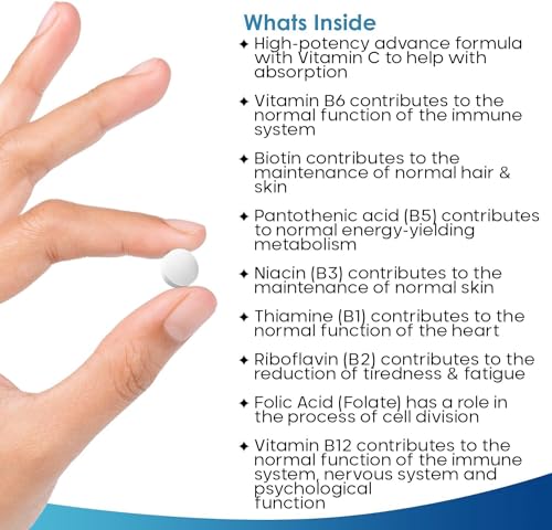 Vitamin B Complex - 365 Small Tablets (One Year Supply) High Strength All 8 B Vitamins