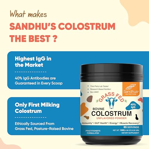 Sandhu's Pure Bovine Colostrum Powder Supplement for Humans |40% IgG Highly Sandhu's