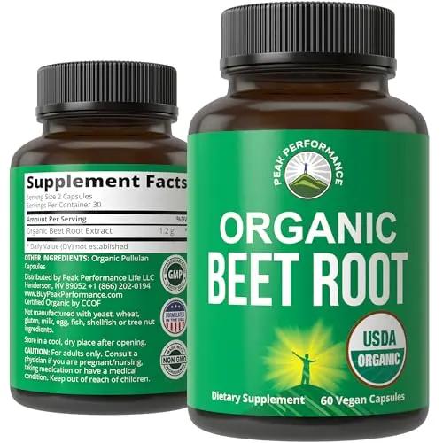 USDA Organic Beet Root Vegan Capsules. Beets Juice Powder Super Food Pills 1200 mg