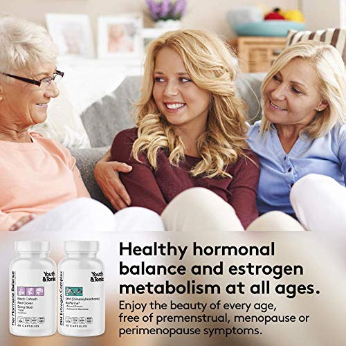 Youth & Tonic Menopause & PMS Support for Women Through Balanced Estrogen Metabolism – 90 Pills Youth & Tonic