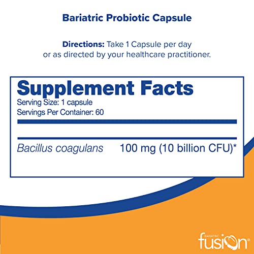 Bariatric Fusion Probiotic Capsule | Easy to Swallow Bariatric Vitamin | 10 Billion CFU Bariatric Fusion