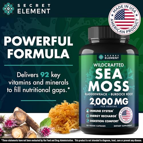 Sea Moss Capsules - Irish Sea Moss Advanced with Burdock Root, Bladderwrack Secret Element