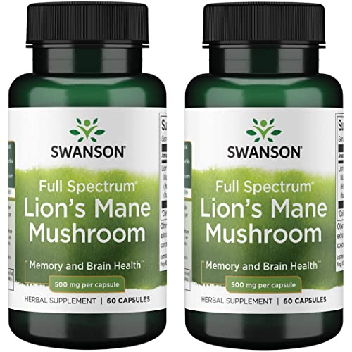 Swanson Lion's Mane Mushroom Capsules - 500 mg Each, 60 Capsules