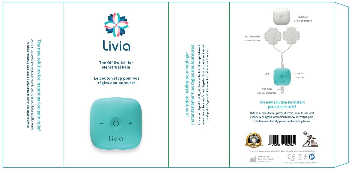 Livia Menstrual Pain Relief Device, Blue-Green - The Off Switch for Period Pain - Portable Unit Livia