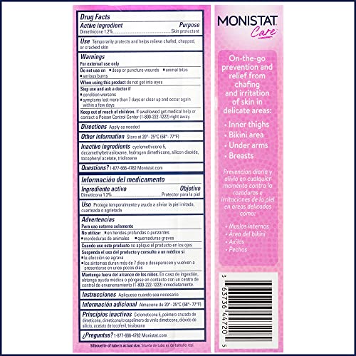 Monistat Chafing Relief Powder Gel, Anti-Chafe Protection, Fragrance Free Chafing Gel, 1.5 Oz, 1 Pack Monistat
