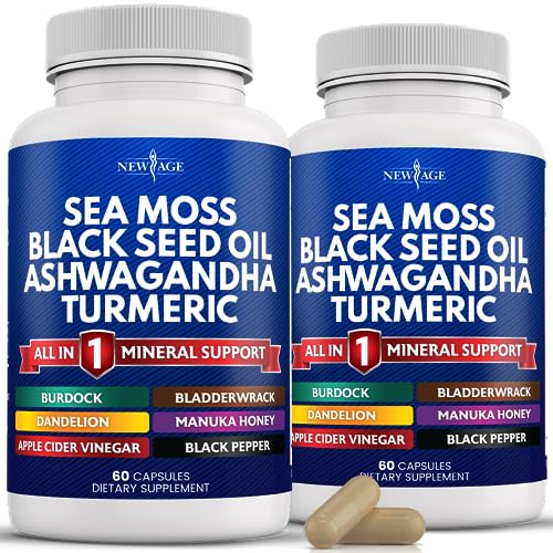 Silica Sea Moss 3000mg Black Seed Oil 2000mg Ashwagandha 1000mg Turmeric 1000mg
