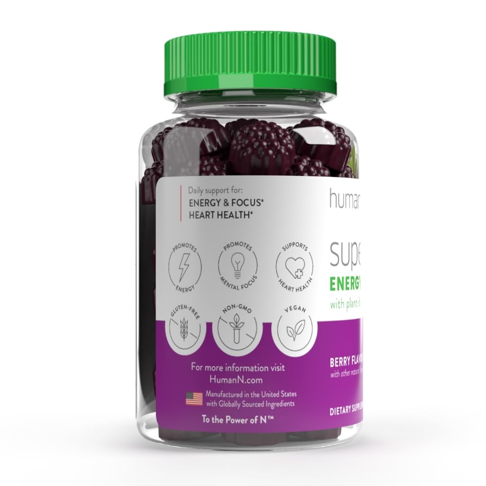 humanN SuperBeets Energy Gummies - Quick Energy & Mental Focus - Help Increase Nitric