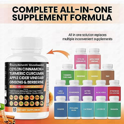 Ceylon Cinnamon 3000mg Apple Cider Vinegar 3000mg Turmeric 2000mg Panax Ginseng