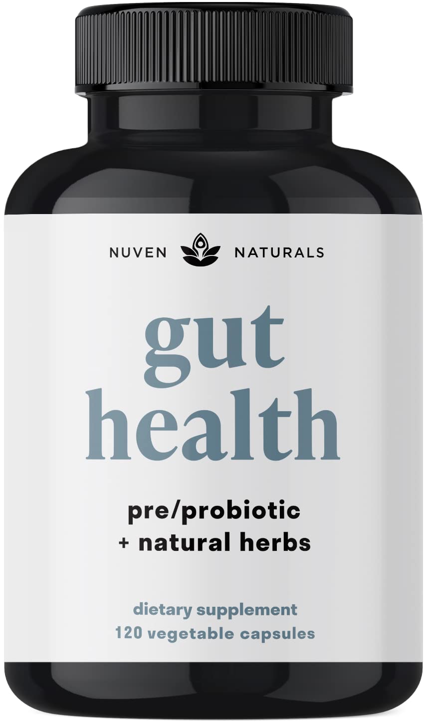 Nuven Naturals All-in-One Gut Health w/Probiotics, Prebiotics, Digestion-Supporting 